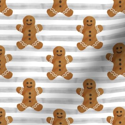 gingerbread man on grey stripes