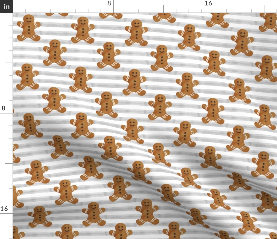 gingerbread man on grey stripes