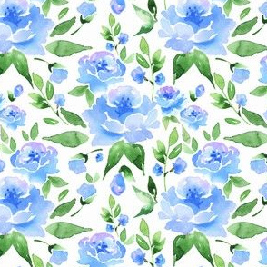 Watercolor blue flowers