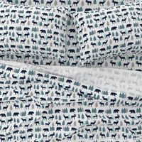 Woodland Animals - Navy + Mint Buffalo Plaid Baby Nursery Kids Children Baby Boy Bedding