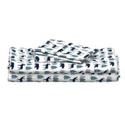 Woodland Animals - Navy + Mint Buffalo Plaid Baby Nursery Kids Children Baby Boy Bedding