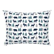 Woodland Animals - Navy + Mint Buffalo Plaid Baby Nursery Kids Children Baby Boy Bedding