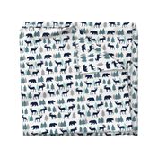 Woodland Animals - Navy + Mint Buffalo Plaid Baby Nursery Kids Children Baby Boy Bedding