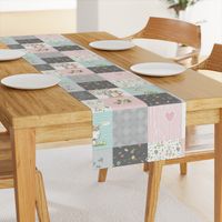 Woodland Friends Nursery Patchwork Quilt - I Woke Up This Cute Wholecloth Deer Fox Raccoon Bunny (Grey Pink) GingerLous