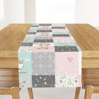 Woodland Friends Nursery Patchwork Quilt - I Woke Up This Cute Wholecloth Deer Fox Raccoon Bunny (Grey Pink) GingerLous