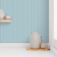 Seaside Summer Vertical Stripes - Wide White Ribbons with Black and Summer Sky Blue - Small Scale - Small Scale-ch