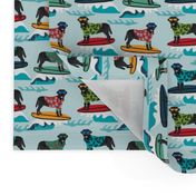 black labrador fabric lab surfing design summer tropical surf fabric