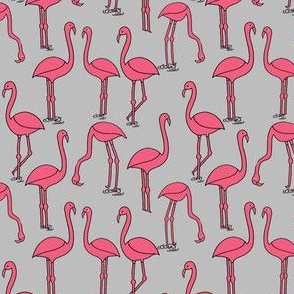 Flamingo fabric //- Grey by Andrea Lauren smaller scale