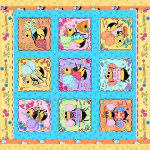 Whimsy Honey Bees Wholecloth Quilt 