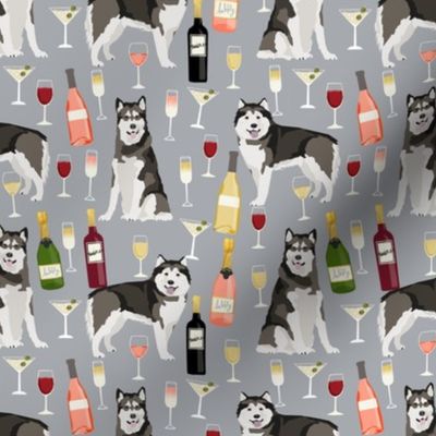 Alaskan Malamute wine champagne cocktails grey