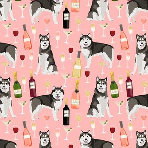 Alaskan Malamute wine champagne cocktails pink