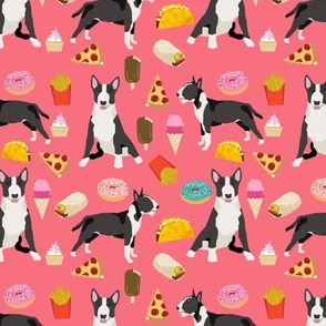 Bull Terrier junk food pizza donuts french fries food dog breeds pink