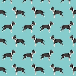Bull Terrier standing simple dog pattern light blue