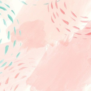 watercolor abstract - mermaid coordinate (peach and light aqua)