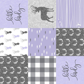 (90) little lady woodland wholecloth patchwork - lavender grey