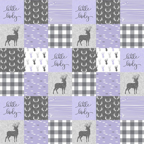 3" small scale -  little lady woodland wholecloth patchwork - lavender grey