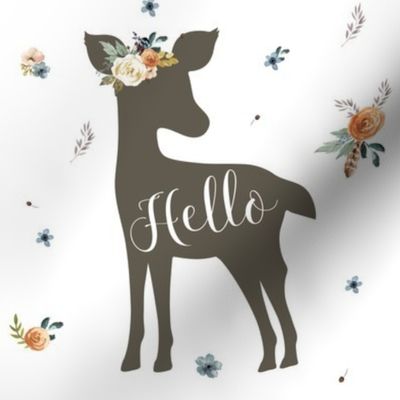 8" Western Autumn Hello Deer / white