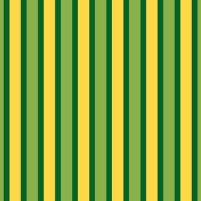 Seaside Summer Vertical Stripes  - Narrow Grape Leaf Green Ribbons with Pineapple Passion and Ferny Green