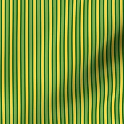 Seaside Summer Vertical Stripes  - Narrow Grape Leaf Green Ribbons with Pineapple Passion and Ferny Green - Small Scale