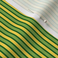 Seaside Summer Vertical Stripes  - Narrow Grape Leaf Green Ribbons with Pineapple Passion and Ferny Green - Small Scale