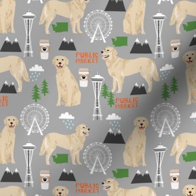 Golden Retriever Seattle Washington dog lover pet fabric grey