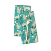 Golden Retriever Seattle Washington dog lover pet fabric turquoise