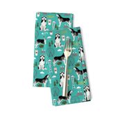 Husky Seattle Washington dog lover pet fabric turquoise 