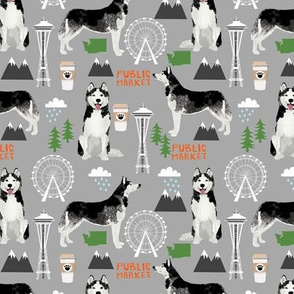 Husky Seattle Washington dog lover pet fabric grey