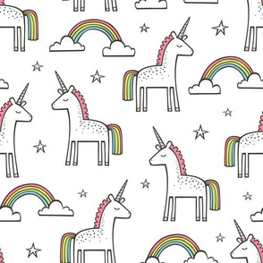 Cute Unicorn Rainbow on White