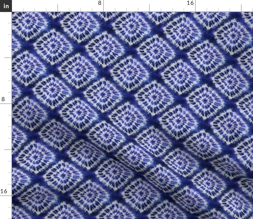 Shibori Tie Dye Diamonds Blue