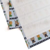 Primitive Pug and pineapple - slate blue large border width