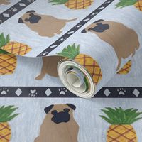 Primitive Pug and pineapple - slate blue large border width