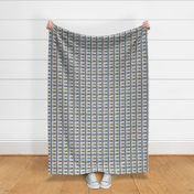 Primitive Pug and pineapple - slate blue small border length