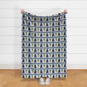 Primitive Pug and pineapple - slate blue large border width black