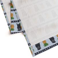 Primitive Pug and pineapple - slate blue large border width black