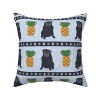 Primitive Pug and pineapple - slate blue large border width black