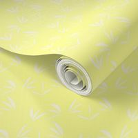 Magnolia Cream Oriental Tussocks on Sunbeam Yellow - Medium Scale