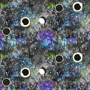 Technicolor Watercolor Eclipse Galaxy Print 