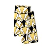 Art Deco Fan in Black, White and Gold Version 1