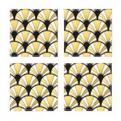 Art Deco Fan in Black, White and Gold Version 1