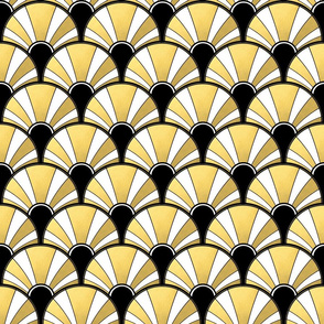 Art Deco Fan in Black, White and Gold Version 1