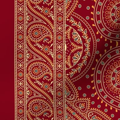 42" Double-Edged Red Sari Saree