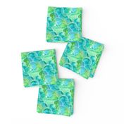 Mini Print Watercolor Mermaid Scales in Green and Blue 