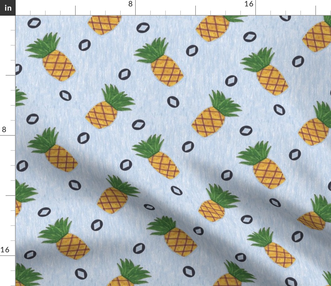 Primitive country pineapples - slate blue