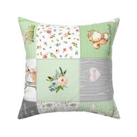 Woodland Friends Quilt - Baby Girl Patchwork Blanket Bedding (basil green) GL-GN7, rotated