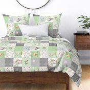 Woodland Friends Quilt - Baby Girl Patchwork Blanket Bedding (basil green) GL-GN7, rotated