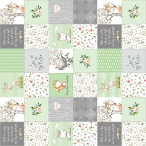 3" Woodland Friends Quilt - Baby Girl Patchwork Blanket Bedding (basil green) GL-GN7, rotated