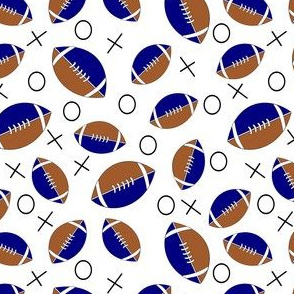 football half  blue, tan and white