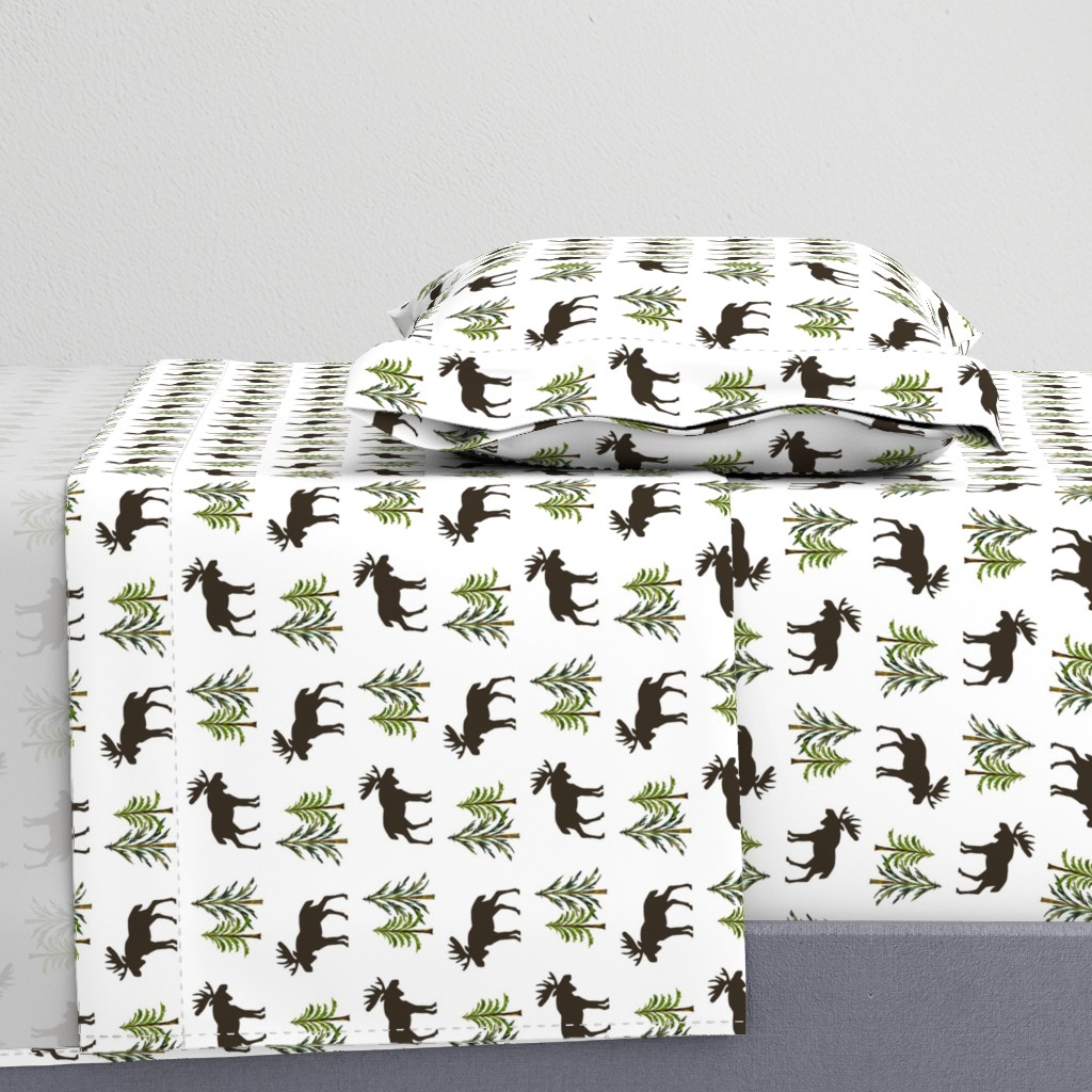 Forest Moose - Woodland Pine Trees Baby Nursery Bedding Kids Children GingerLous