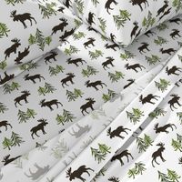 Forest Moose - Woodland Pine Trees Baby Nursery Bedding Kids Children GingerLous